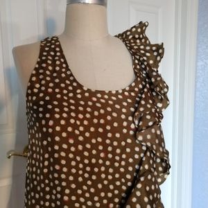 Ali Ro Silk Racerback Dress Ruffle Polka Dot